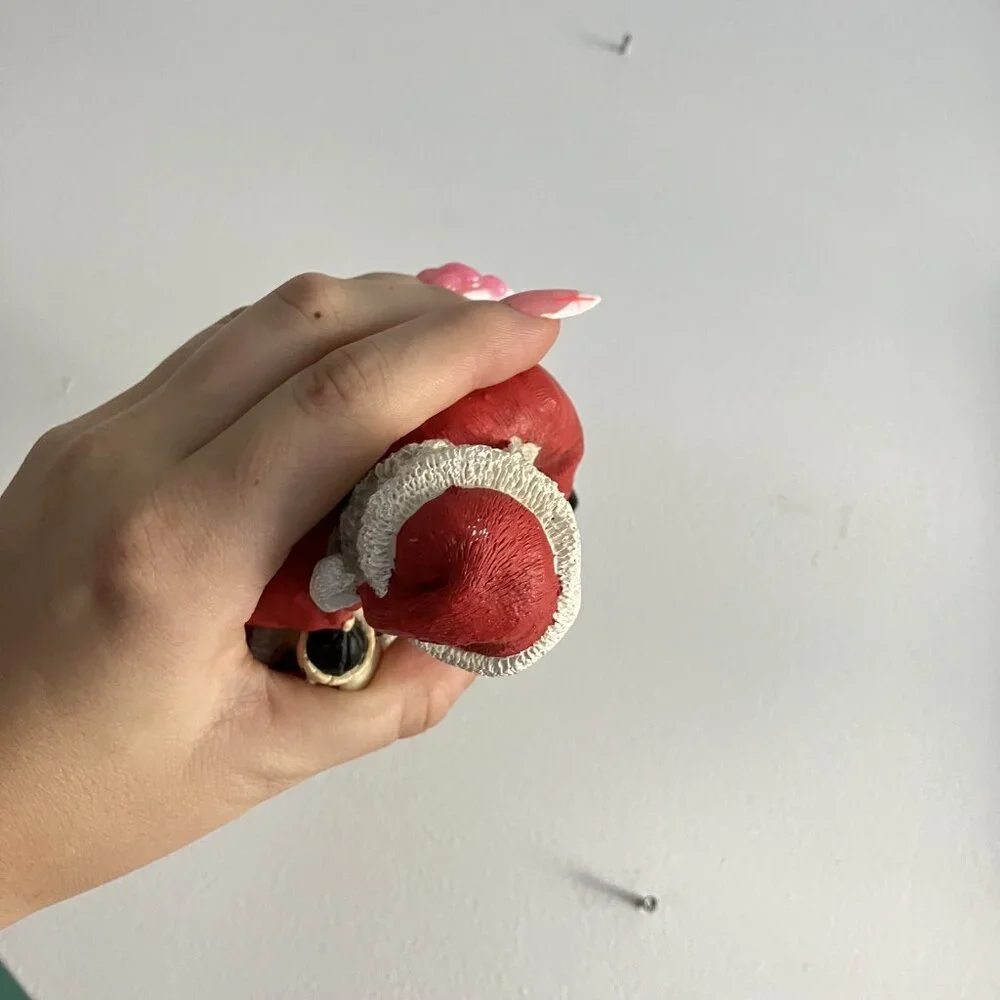 Vintage 90s‎ Santa Christmas Shelf Sitter Present Bag Stocking Red Green